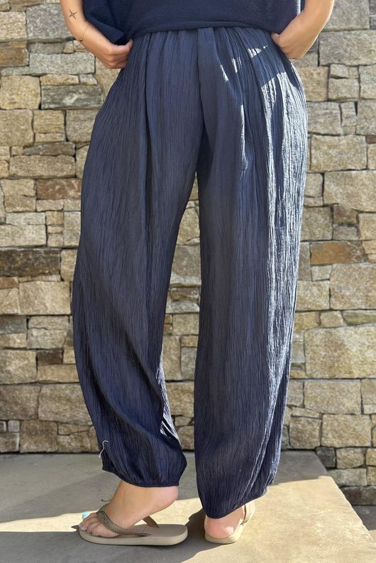 Cyril Crinkle Balloon Pant Navy